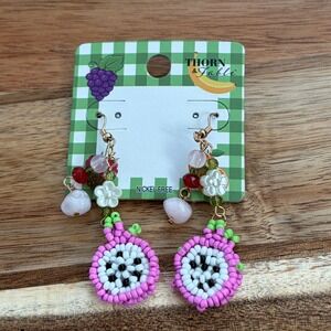 Thorn & Fable Dragonfruit Beaded Drop Earrings Womens Pink Hot Topic Nickel Free